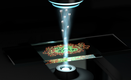 Artist's impression of UQ's new quantum microscope in action