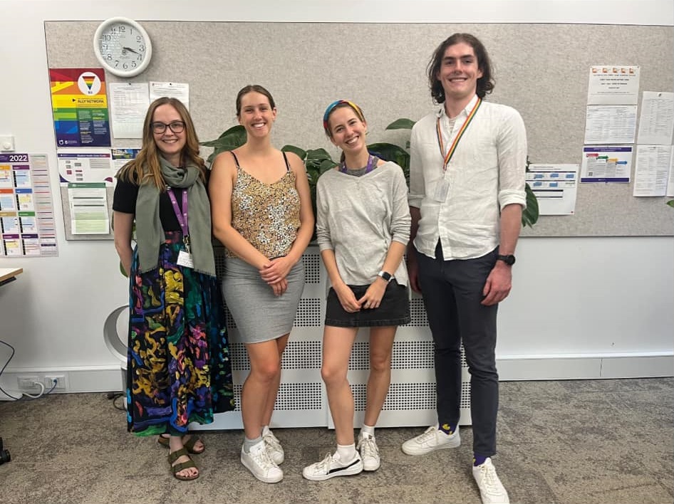  Previous SCIE1000 course coordinator, Dr Ava Greenwood with tutors Olivia Jessop, Sarah Hampson and Liam Timms